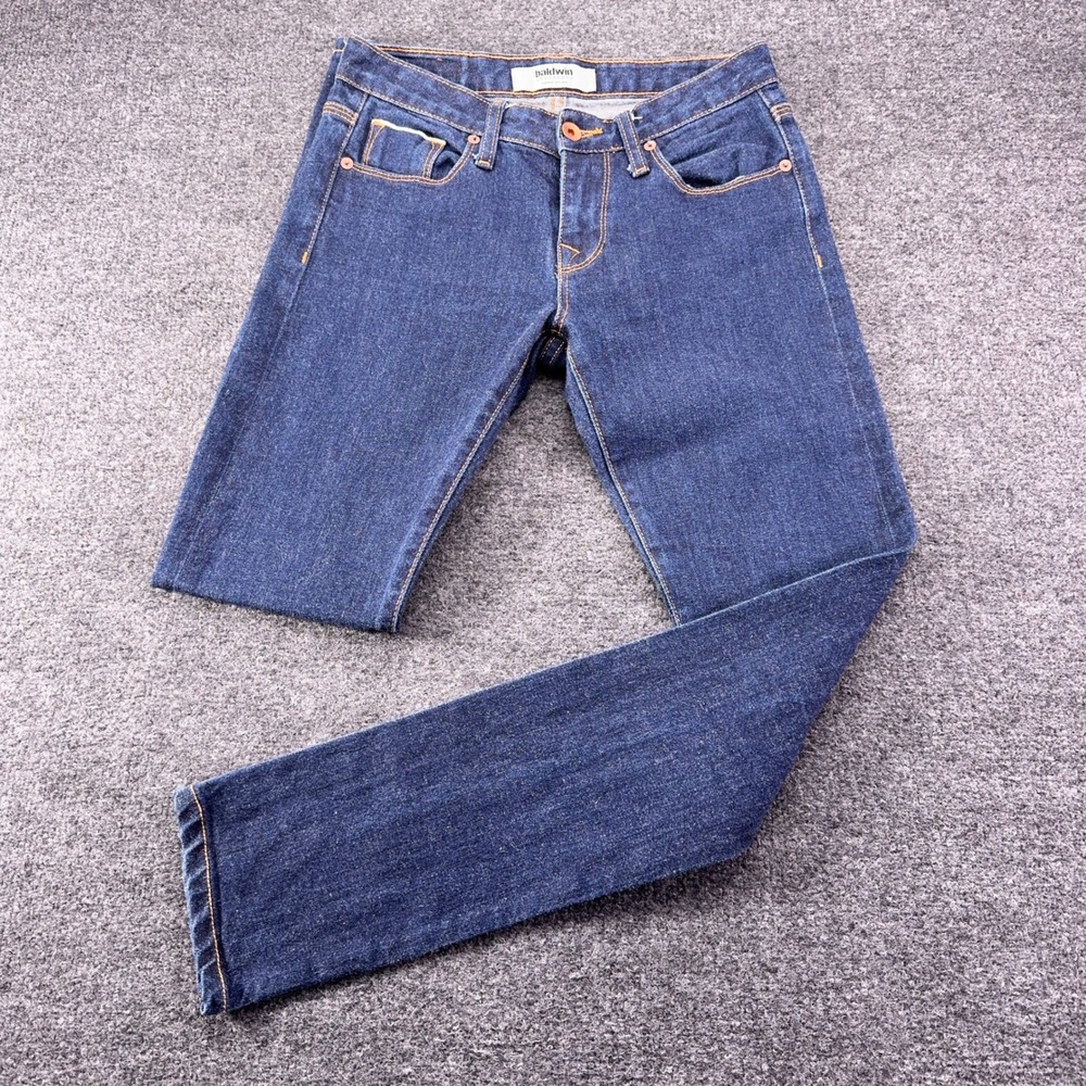 Baldwin Denim Womens Slim Straight Jeans Dark‎ Wash Indigo Blue Size 25
